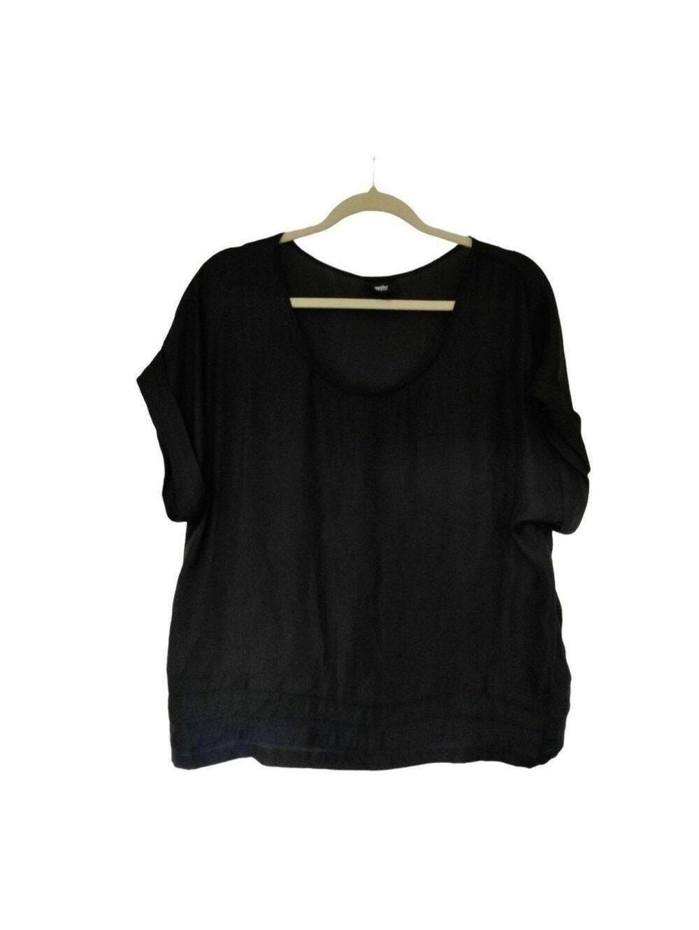 Mossimo L Women's Black Short Sleeve Blouse Tank Top